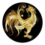 Golden Rooster Print Round Floor Mat