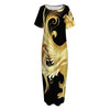 Golden Rooster Print Short Sleeve Long Nightdress