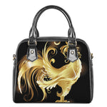Golden Rooster Print Shoulder Handbag