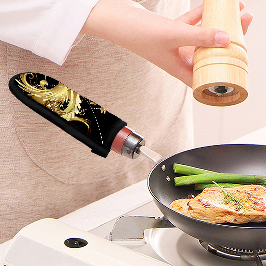 Golden Rooster Print Skillet Handle Cover