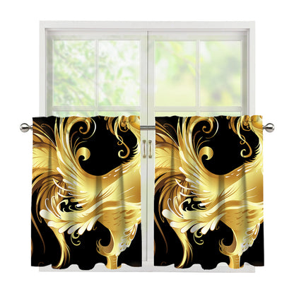 Golden Rooster Print Tier Curtains
