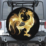 Golden Rooster Print Tire Cover With Camera Hole