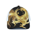 Golden Rooster Print White Mesh Trucker Hat