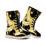 Golden Rooster Print Winter Boots