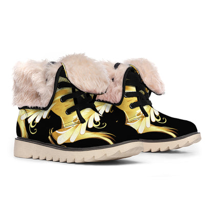 Golden Rooster Print Winter Boots
