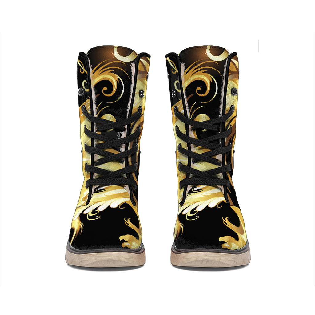 Golden Rooster Print Winter Boots