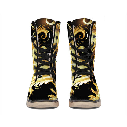 Golden Rooster Print Winter Boots