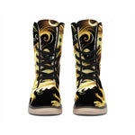 Golden Rooster Print Winter Boots