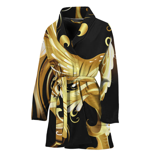 Golden Rooster Print Women's Bathrobe