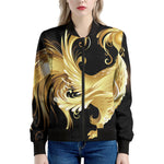 Golden Rooster Print Women's Bomber Jacket