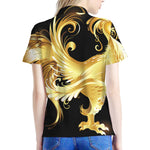 Golden Rooster Print Women's Polo Shirt