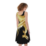 Golden Rooster Print Women's Sleeveless Dress