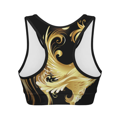 Golden Rooster Print Women's Sports Bra