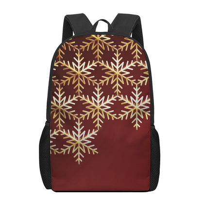 Golden Snowflake Print 17 Inch Backpack