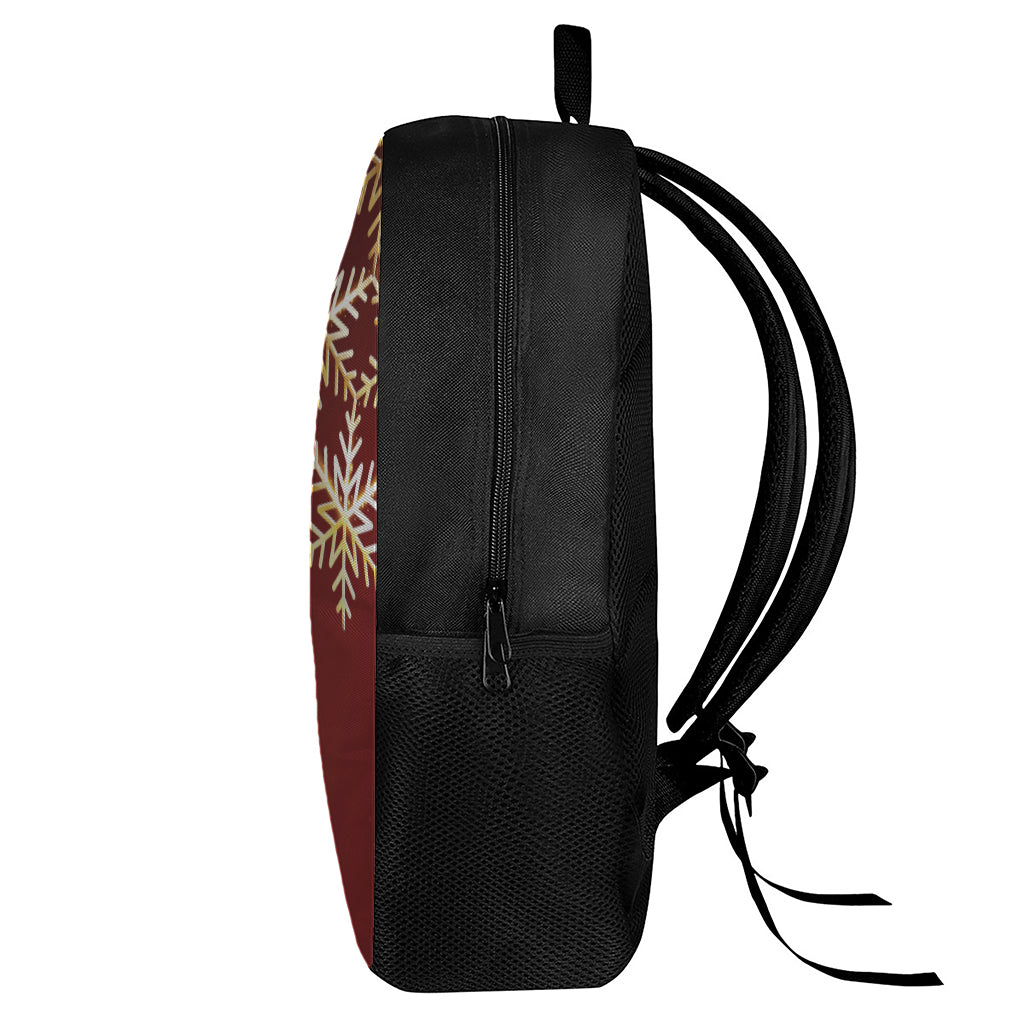 Golden Snowflake Print 17 Inch Backpack