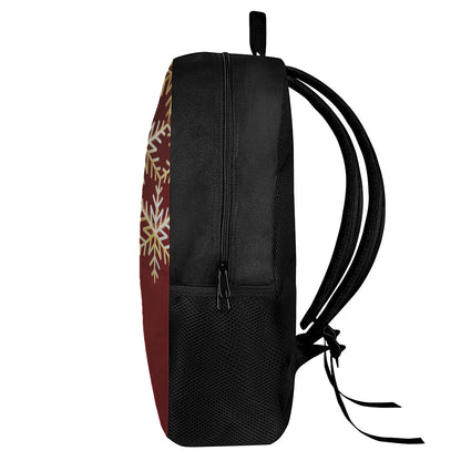Golden Snowflake Print 17 Inch Backpack