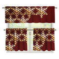 Golden Snowflake Print 3 Piece Kitchen Curtains