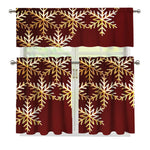 Golden Snowflake Print 3 Piece Kitchen Curtains