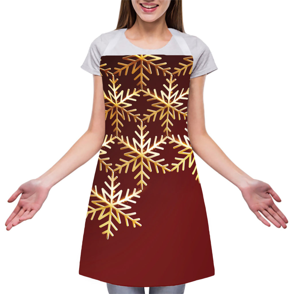 Golden Snowflake Print Adjustable Apron