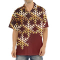 Golden Snowflake Print Aloha Shirt