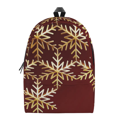 Golden Snowflake Print Backpack