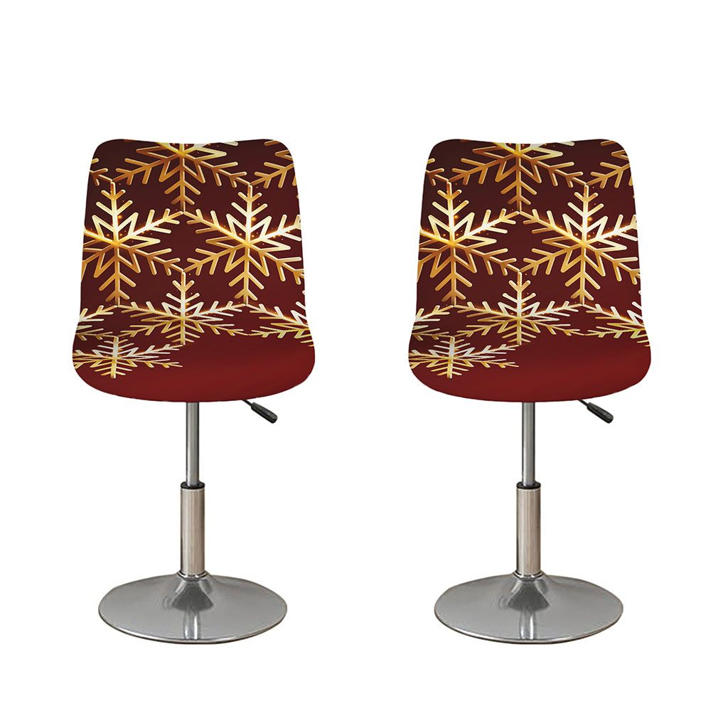 Golden Snowflake Print Bar Stool Covers
