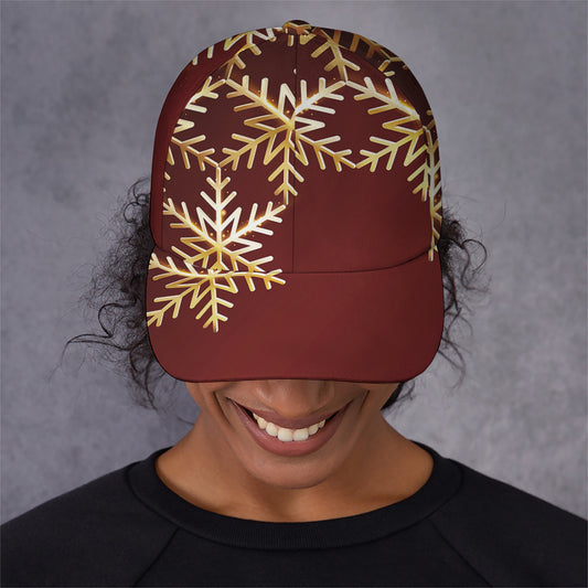 Golden Snowflake Print Baseball Cap