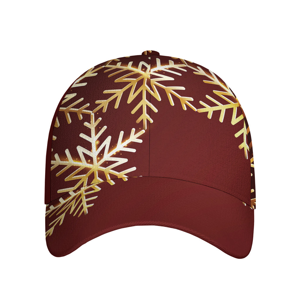 Golden Snowflake Print Baseball Cap