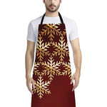 Golden Snowflake Print Bib Apron With Pocket