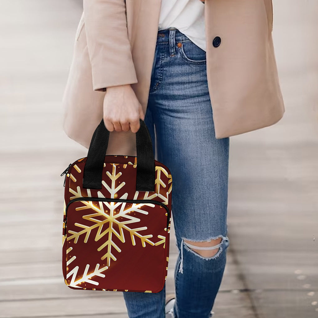 Golden Snowflake Print Bible Tote Bag