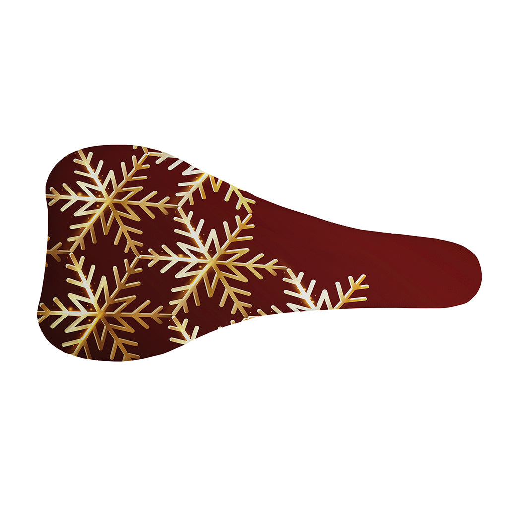 Golden Snowflake Print Bicycle Seat Cover