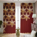 Golden Snowflake Print Blackout Pencil Pleat Curtains