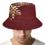 Golden Snowflake Print Bucket Hat