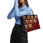 Golden Snowflake Print Canvas Tote Bag