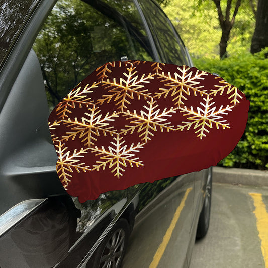 Golden Snowflake Print Car Side Mirror Covers
