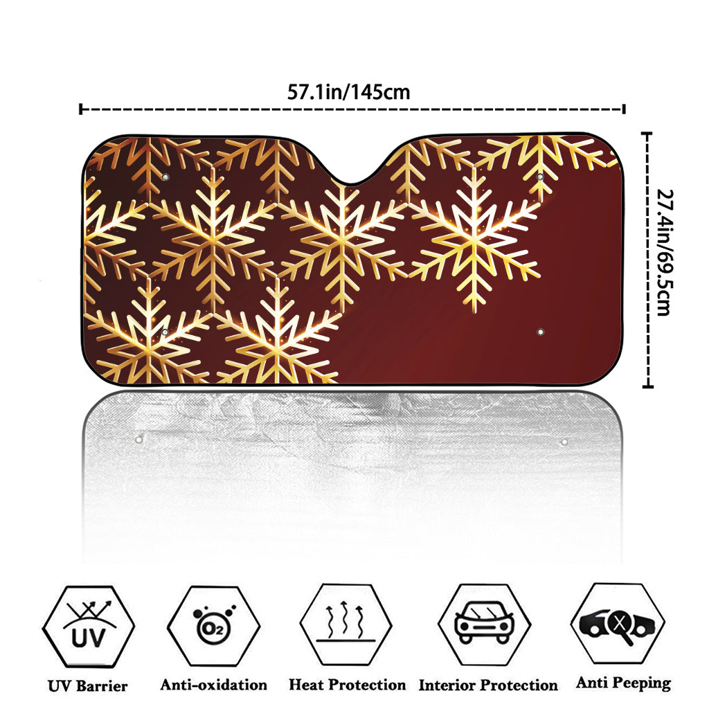 Golden Snowflake Print Car Windshield Sun Shade