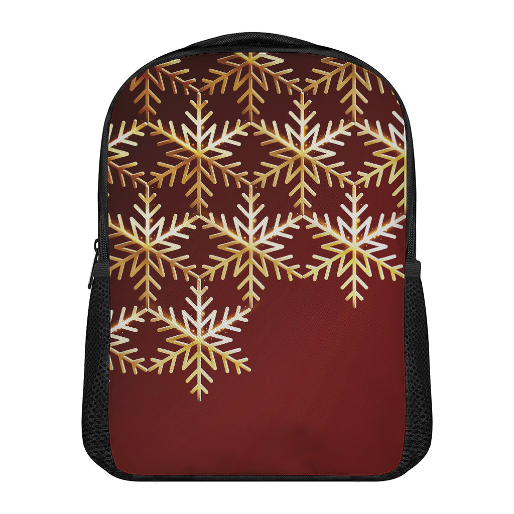 Golden Snowflake Print Casual Backpack