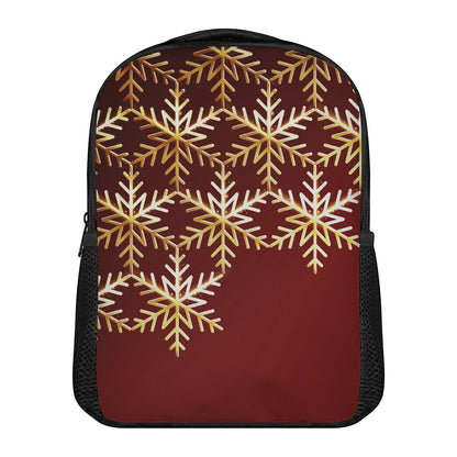 Golden Snowflake Print Casual Backpack