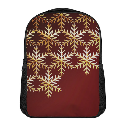 Golden Snowflake Print Casual Backpack
