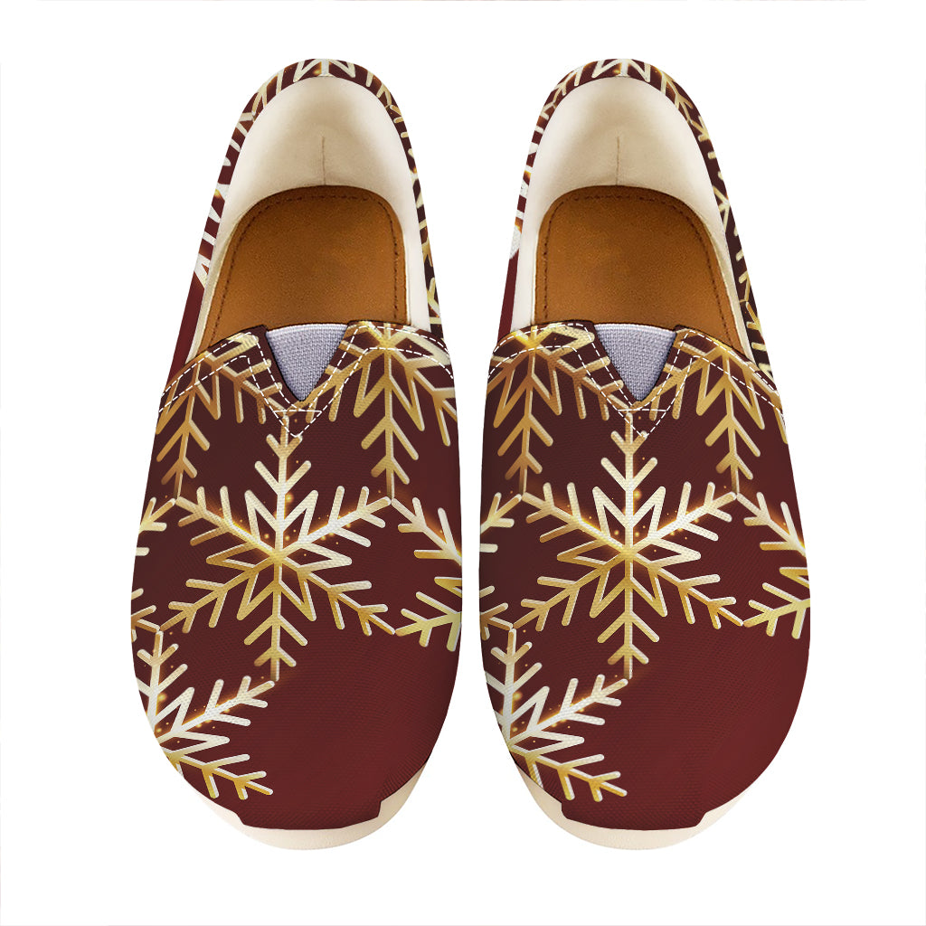 Golden Snowflake Print Casual Shoes