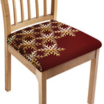 Golden Snowflake Print Chair Cushion Cover
