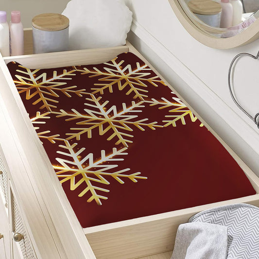 Golden Snowflake Print Changing Pad Cover