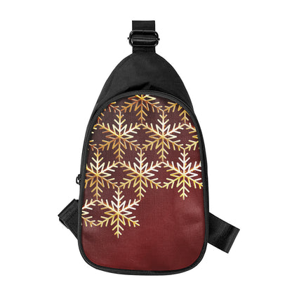 Golden Snowflake Print Chest Bag