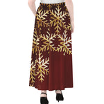 Golden Snowflake Print Chiffon Maxi Skirt