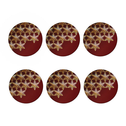 Golden Snowflake Print Coaster Set
