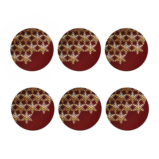 Golden Snowflake Print Coaster Set