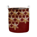 Golden Snowflake Print Collapsible Laundry Basket
