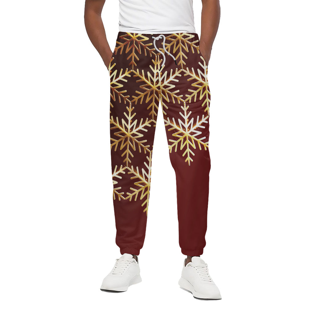 Golden Snowflake Print Cotton Pants