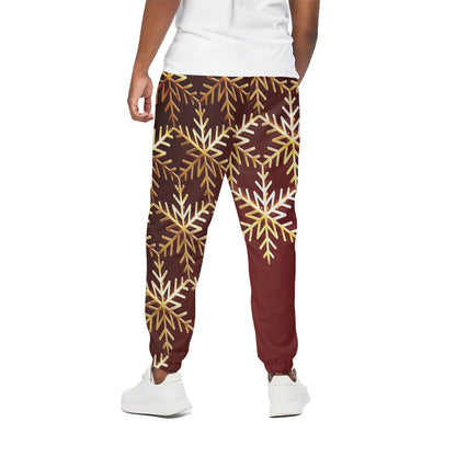 Golden Snowflake Print Cotton Pants