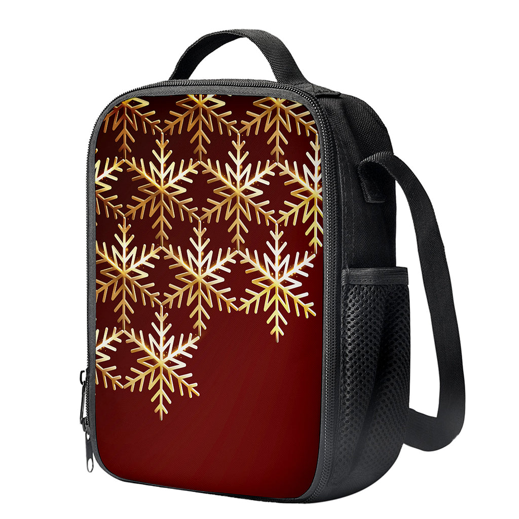 Golden Snowflake Print Crossbody Lunch Bag